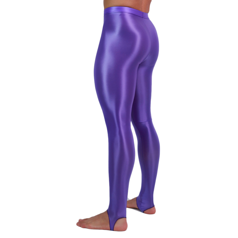 Pilates Yoga Leggings - بنطلون رجالي ضيق نحيف، سادة ولامع،
