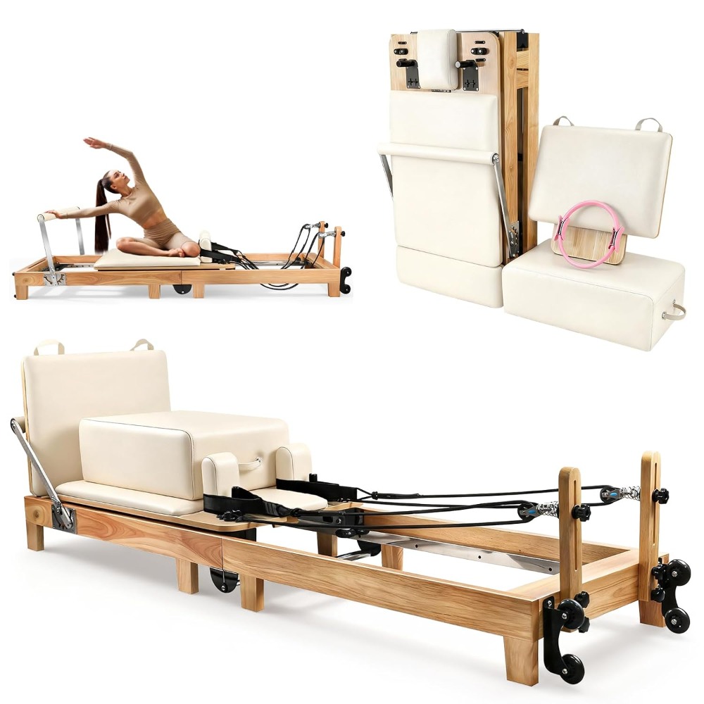 جهاز بيلاتس خشبي قابل للطي بطو - مراجعة Pilates Reformer Spring وسعره