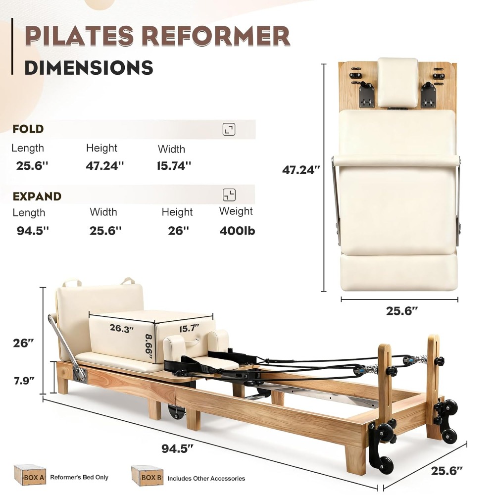 جهاز بيلاتس خشبي قابل للطي بطو - مراجعة Pilates Reformer Spring وسعره